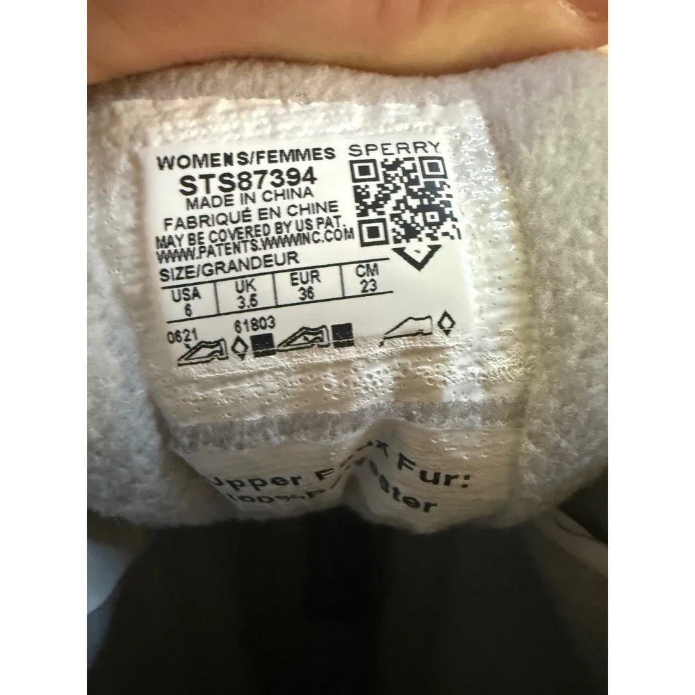 Sperry Saltwater Duck Boots White Grey Sherpa Faux Fur STS87394 7.5